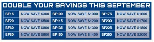 Double the Savings September 2016 with Honda Marine table